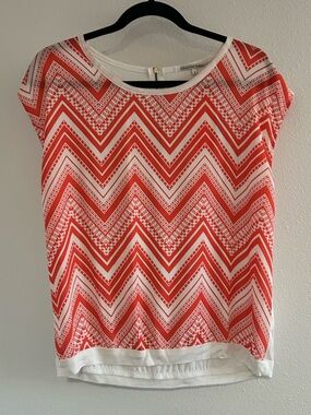 Collective Concepts Orange and White Chevron Short Sleeve Tee